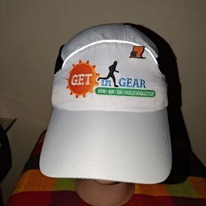 Get in Gear 10K Marathon Vented Running Strapback Hat Cap w/Pin